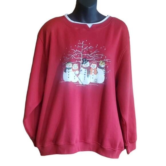 Vintage Holiday Sweatshirt SIZE IX Ugly Christmas Sweater Snowman - Picture 1 of 6